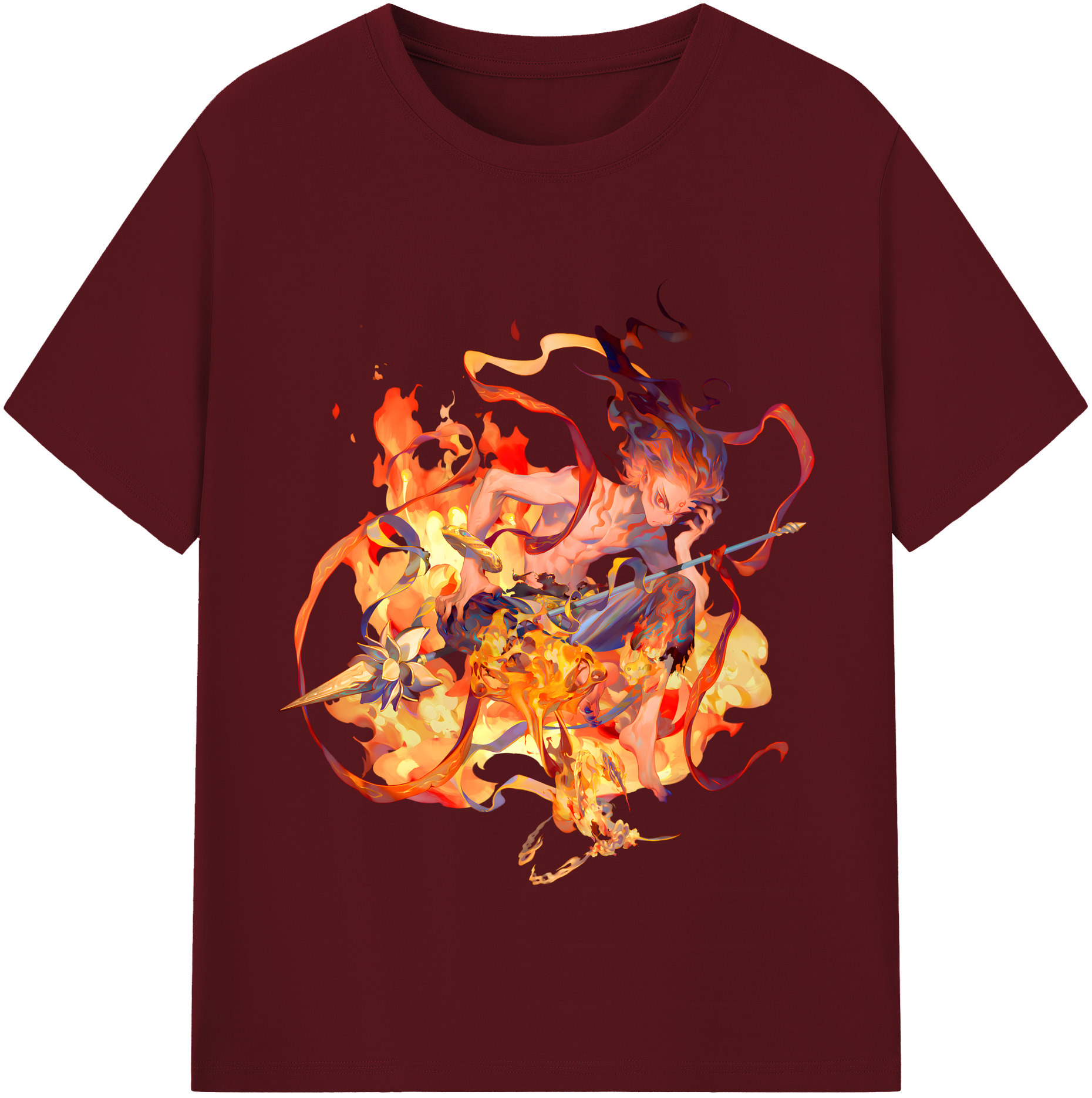 （画像用） Ne Zha 2 ナタ 魔童の大暴れ 綿100％半袖Tシャツ（フロントプリント）